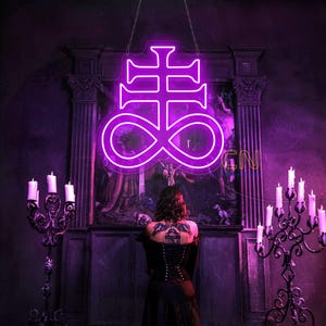 The Cross of Leviathan Neon Sign, Satanic Cross Sign, Leviathan Cross Led Neon Sign, Gothic Wall Sign, Gothic Home Led Sign, Santa Neon Sign
