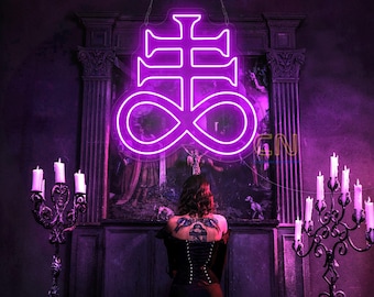 The Cross of Leviathan Neon Sign, Satanic Cross Sign, Leviathan Cross Led Neon Sign, Gothic Wall Sign, Gothic Home Led Sign, Santa Neon Sign