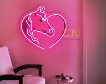 Custom Heart Horse Neon Sign, Wall Art Neon Sign, Horse Shape Neon Sign, Bar Decor Neon Sign, Horse Heart Shape Sign, Gift for Horse Lover
