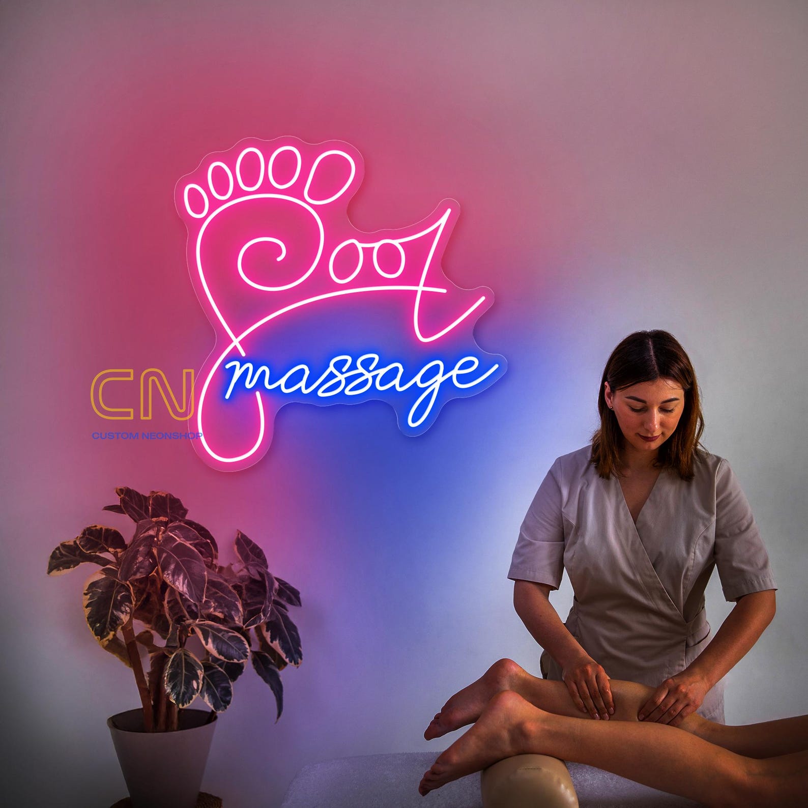 Foot Massage Neon Sign, Custom Massage Therapy Foot Care Spa Salon LED ...