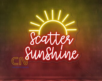 Enseigne néon Scatter Sun Enseigne LED Led Sunrise Enseigne néon lumière du soleil Enseigne murale Lever de soleil Décoration murale cadeau de pendaison de crémaillère Enseigne néon personnalisée