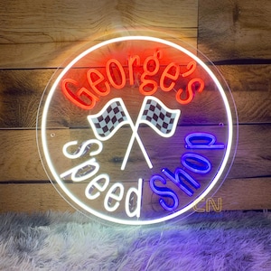Custom Speed Shop Neon Signs,Garage Sign,Personalized Light Up Man Cave Signs, Gift for Dad,Father&#39;s day Gift Workshop Speed Shop Car Sign