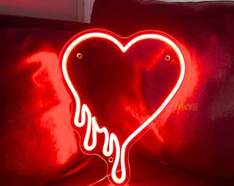 Custom Heart Shape Neon Sign, Minimalist Heart LED Neon Sign, Bedroom Home Decor, Love Art Neon Sign, Melting Heart Led Sign,Valentines Sign