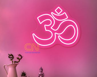 Om Symbol neon Aum Wall Decals Yoga Meditation Namaste Signs Buddha Wall Decor Decoration Home Art yoga Wall Art Neon Custom Desk light