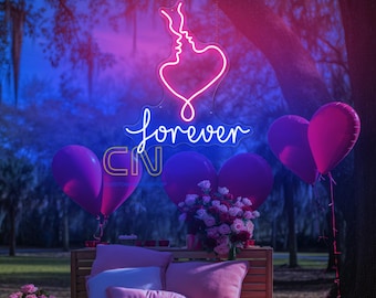 Kiss Forever Wedding Neon Sign One line couple Personalized Neon Sign Engaged Decor Neon Sign Custom Neon Sign for Bedroom Wedding backdrop