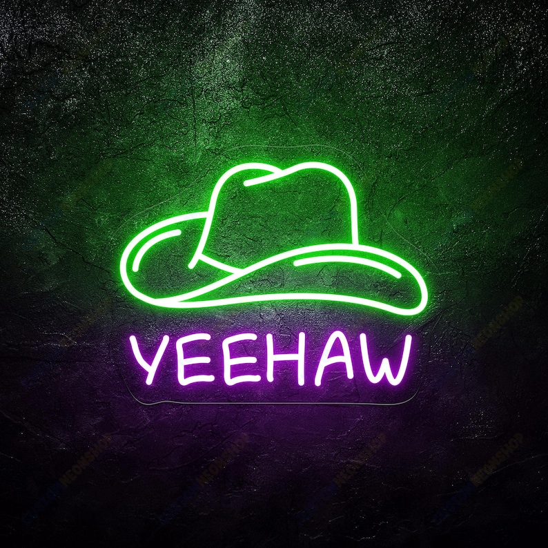 Yeehaw Neon Sign, Cowboy Hat Neon Sign, Cowboy Hat Wall Decor, Custom