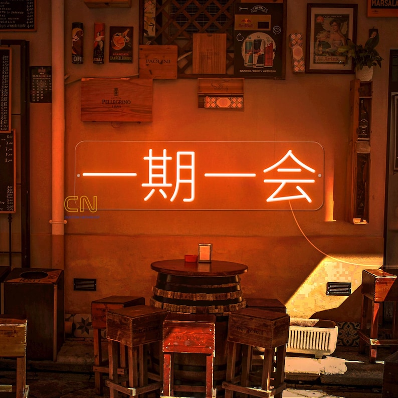 Japanese Quote LED Neon Sign, Once in a Lifetime Encounter Neon Sign ...