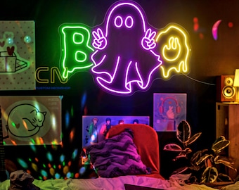 Spooky Boo Neon Sign, Halloween Ghost Neon Sign, Custom Neon Sign, Cute Ghost Sign, Spooky LED Sign, Ghost Wall Sign, Halloween Wall Decor