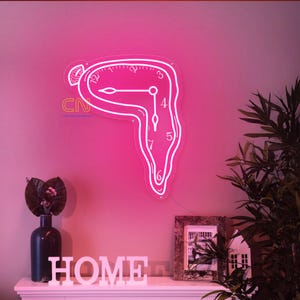 Melting Clock Neon Sign, Abstract Timepiece Decor, Living Room Wall Art, Melting Clock Sign, Custom Neon Sign, Gift for Artist, Unique Gift