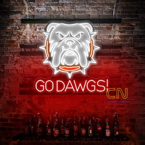 Go Dawgs neon sign, animal neon light, Bulldog led light, mancave shop decor, bedroom sign decor, Cool Pet Name Sign, Dog Lover Neon Sign