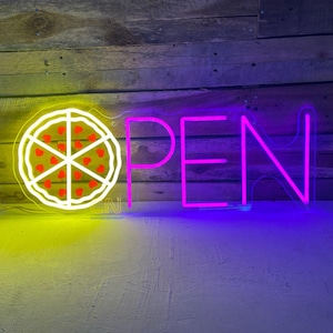 Pizza Neon Sign Open Pizza led sign Pizza Decor Wall Decor Wall Sign, Neon Lights Neon sign bedroom, Led neon sign Neon light sign for wall