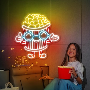 Neonowa maskotka Popcorn, niestandardowy bar przekąskowy LED Neon Kino Kino Dom Dekoracja ścienna Ulica Fast Food Dekoracja baru przekąskowego