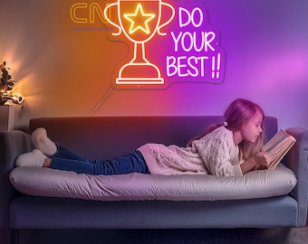 Do Your Best Neon Sign, Motivational Neon Sign, Inspirational Quote Neon Sign, Bedroom Wall Decor, Custom Neon Sign, Gift For Kids