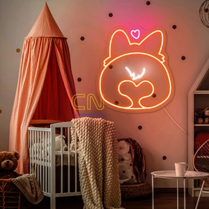 Corgi Neon Sign Dog LED Sign Corgi Wall Art Dog Light Sign Kid&#39;s Room Wall Decor Corgi Lover Gift Nursery Room Decor Art Custom Pet Sign