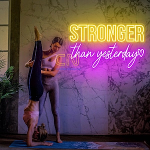 Stronger Than Yesterday Neon Sign Gym Sign Motivational Gym Neon Sign Gift for Gymer Workout Room Wall Decor Fitness Wall Decor