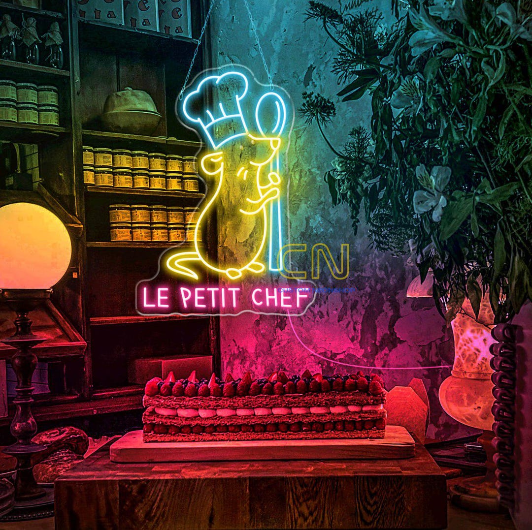 Rat Chef LED Neon Sign: Le Petit Chef Neon Sign – Chef Mouse Light ...