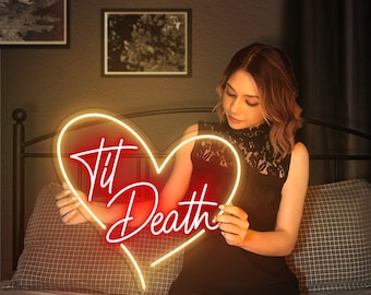 Til Death Neon Sign, Custom Neon Light Sign, Led Custom, Home Room Wanddecoratie, Wedding Neon Sign, Til Death Sign, Til Death Led Sign