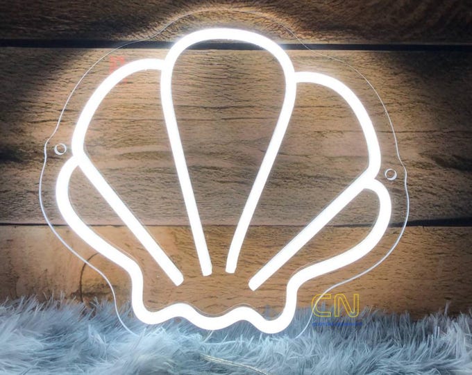 Seashell Neon Sign, Seashell Led Light, Clams Shell Wall Decor, Summer ...