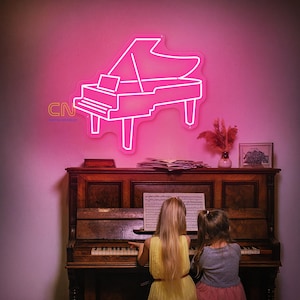 Insegna al neon per pianoforte, arte murale, luce a LED, cartello personalizzato con nome del pianista, decorazione per la casa, sala musica, decorazione per la cameretta dei bambini, regalo di compleanno per San Valentino