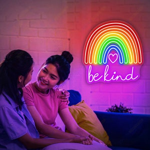 Be kind rainbow sign, be kind neon sign, rainbow neon sign, lgbt neon sign, LGBT LED Light, LGBTQ Prime Art, Rainbow wall decor