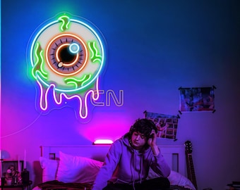 Creepy Eye Halloween Neon Sign, Neon Sign Wall Decor, Horror Eye Led Decor, Halloween Led Sign Decor, Led Neon Sign Art, Custom Neon Sign