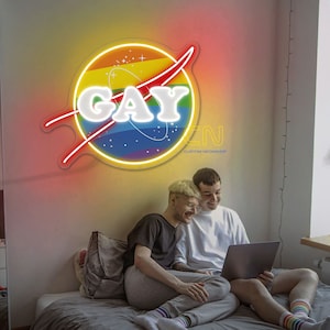 Znak neonowy Gay, Znak neonowy LGBTQ+, Znak LED LGBT, Znak świetlny Gay Pride, Kolorowy znak LED Rainbow, Szczęśliwy znak LGBT Pride, Prezent dla pary gejów