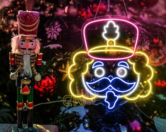 Christmas Nutcracker Neon Sign, Nutcracker Led Sign, Holiday Wall Decor Sign, Christmas Gift, Xmas Sign, Christmas Nutcracker Face Sign