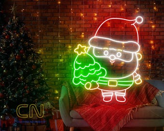 Santa Christmas Neon Sign, Santa Neon Sign, Christmas Gift, Christmas Decor, Christmas Sign, Neon Christmas Sign, Merry Xmas Home Decoration