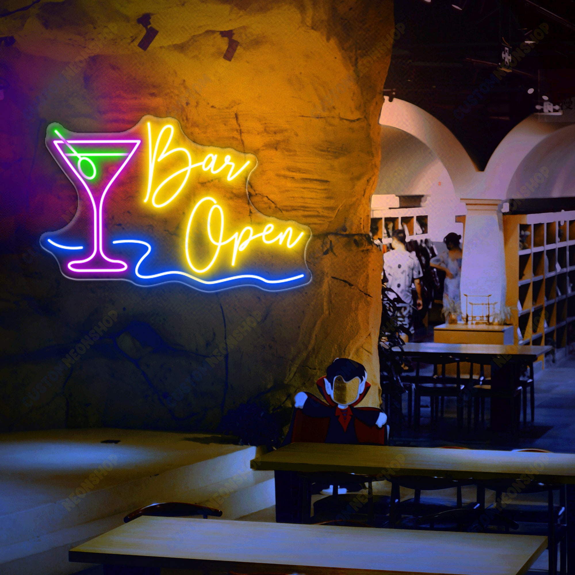 Bar Open Neon Sign, Open Sign for Bar, Cocktail Bar Sign Open Signs for ...