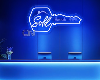 Realtor Sign Realtor Neon Sign Realtor Sold Sign Real Estate Sign Realtor Key Sign Sold Sign Realtor Marketing Sold Key Custom Realtor Sign