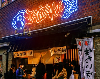 Taiyaki Neon Sign, Sweet Japanese Taiyaki Neon Light, Fish-shaped Cake Light Sign, Japanese Taiyaki Fish Led Light, Taiyaki Shop Wall Decor