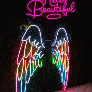 Custom Angel Wings Neon Led Sign Angel Wings Neon Sign Customized Wall Neon Art Led Light Sign For Home Bar Wings Of Angels  Neon Wall Decor