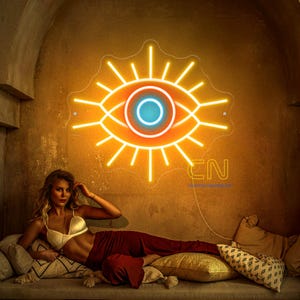 Evil Eye Neon Zeichen, Wand-Kunst-Dekor, Benutzerdefiniertes Neon Sign Logo, Schutzschild, Evil Eye LED-Licht, Hauptwanddekor, Neon Eye Sign, Wanddekor