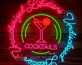 Cocktail Glass Neon Sign, Custom Bar LED Neon Light Home Wall Decor Wine Cup Tiki Bar Man Cave Club Pub Beer Decoration Personalized Gift