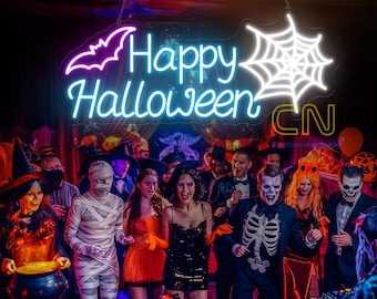 Happy Halloween Enseigne néon LED Halloween, Enseigne murale déco Halloween, Cadeau Halloween, Enseigne néon personnalisée, Décoration Halloween pour la maison