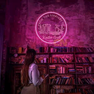 Custom Name Library Neon Sign| Bookworm Gift|Book Lover Gift| Library Decor| Home Library Sign|Librarian Gift|Christmas Gift|Bookshelf decor