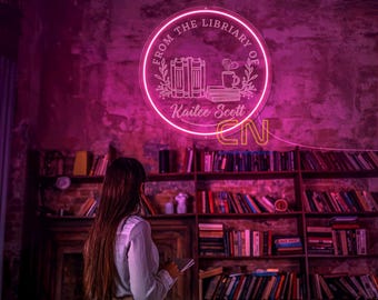 Custom Name Library Neon Sign| Bookworm Gift|Book Lover Gift| Library Decor| Home Library Sign|Librarian Gift|Christmas Gift|Bookshelf decor