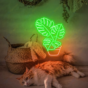 Monstera Leaf LED Neon Sign Plant Neon Sign Green Leaf Neon Sign Neon Monstera Green Aesthetic Neon Sign Bedroom Neon Sign Green Lover