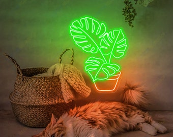 Monstera Leaf LED Neon Sign Plant Neon Sign Green Leaf Neon Sign Neon Monstera Green Aesthetic Neon Sign Bedroom Neon Sign Green Lover