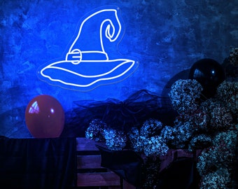 Witch Hat Neon Sign, Gift for Halloween, Halloween Decor, Halloween Neon Sign, Custom Neon Sign, Halloween Party, Wall Decor, Funky Sign