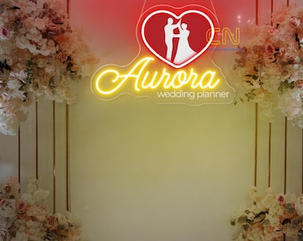 Enseigne néon LED Wedding Planner avec nom personnalisé, Enseigne néon LED pour mariage, Enseigne néon à piles, Enseigne néon pour mariage, Enseigne néon pour mariage