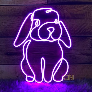 Bunny Cute Neon Sign, Bunny Easter Day Neon Led,Easter gift light, Bunny Lover Gift, Bunny neon, Neon Sign for Kid&#39;s Room, Easter Decor idea