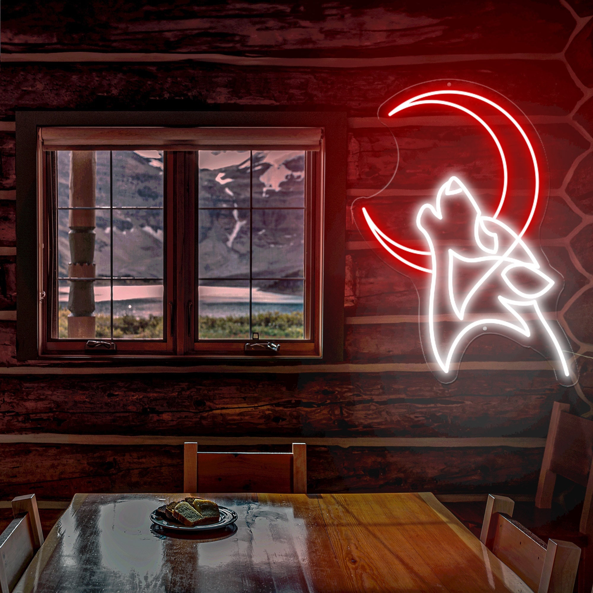 Wolf Neon Sign Custom Wolf LED Sign Wolf And Moon Neon Wolf Light For Bedroom Howling Wolf Sign Gaming Room Wolf Wall Decor, Wolf Lover