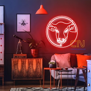 Buffalo neon sign, Cowboy neon light, Rodeo neon sign, Western-themed neon Gift for Boyfriend, Animal Wall Art, Wall Decor Living Room Decor
