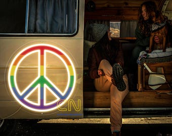 LGBT Peace Sign Neon Sign Gay Pride Sign Gay Sign LGBTQ Pride Month Gift Lesbian Pride Present Led Light Goose LGBTQ Light Rainbow Sign