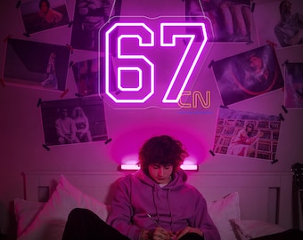 Enseigne néon LED 67, décoration murale de salle de jeux, enseigne déco tendance virale, cadeau de la Saint-Valentin, art mural de chambre à coucher, cadeau personnalisé, enseigne au néon personnalisée