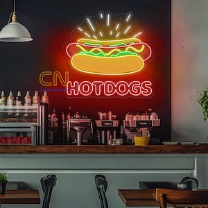 Hotdogs Neon Sign, Hotdogs Wall Decor, Fast Food Neon Sign, Restaurant Neon Sign, Hotdogs LED Sign, Welcome Sign, Custom Neon Sign