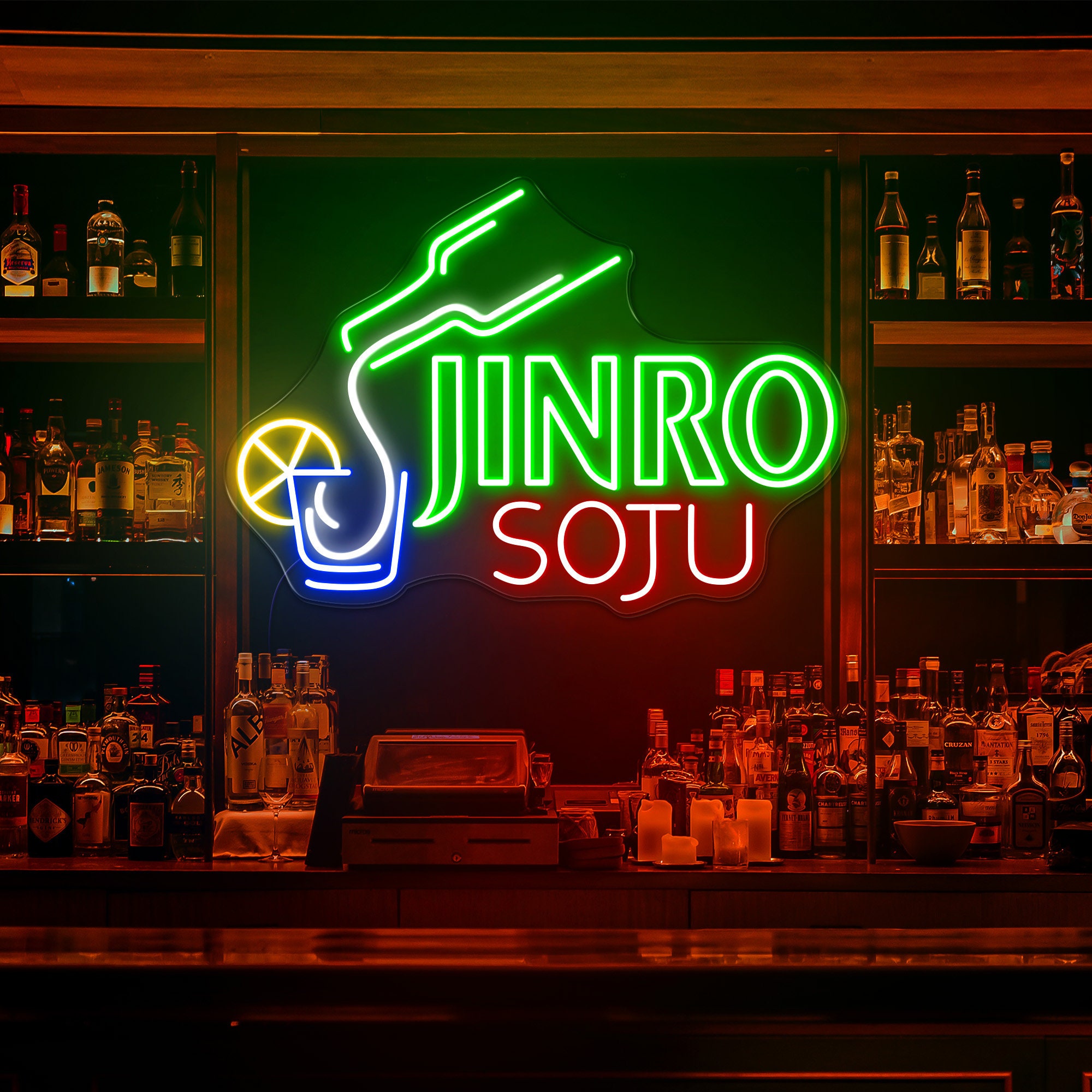 Jinro Soju Neon Sign, Korean Soju Frog LED Sign, Frog Wall Decor