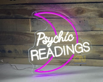 Psychic Tarot Moon Original lectures psychiques Enseigne au néon Psychic Tarot Business Logo Enseigne lumineuse pour enseigne au néon voyante bohème déco esthétique
