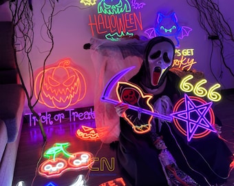Enseigne néon Halloween personnalisée, Enseigne LED Halloween, Décoration d'intérieur effrayante, Cadeau d'Halloween personnalisé, Décoration horreur Halloween, Enseigne néon personnalisée